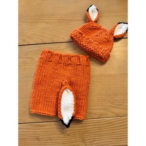 Newborn Fox Hat and Shorts Photo Opportunity Outfit Hand Knit Babyshower‎ Gift